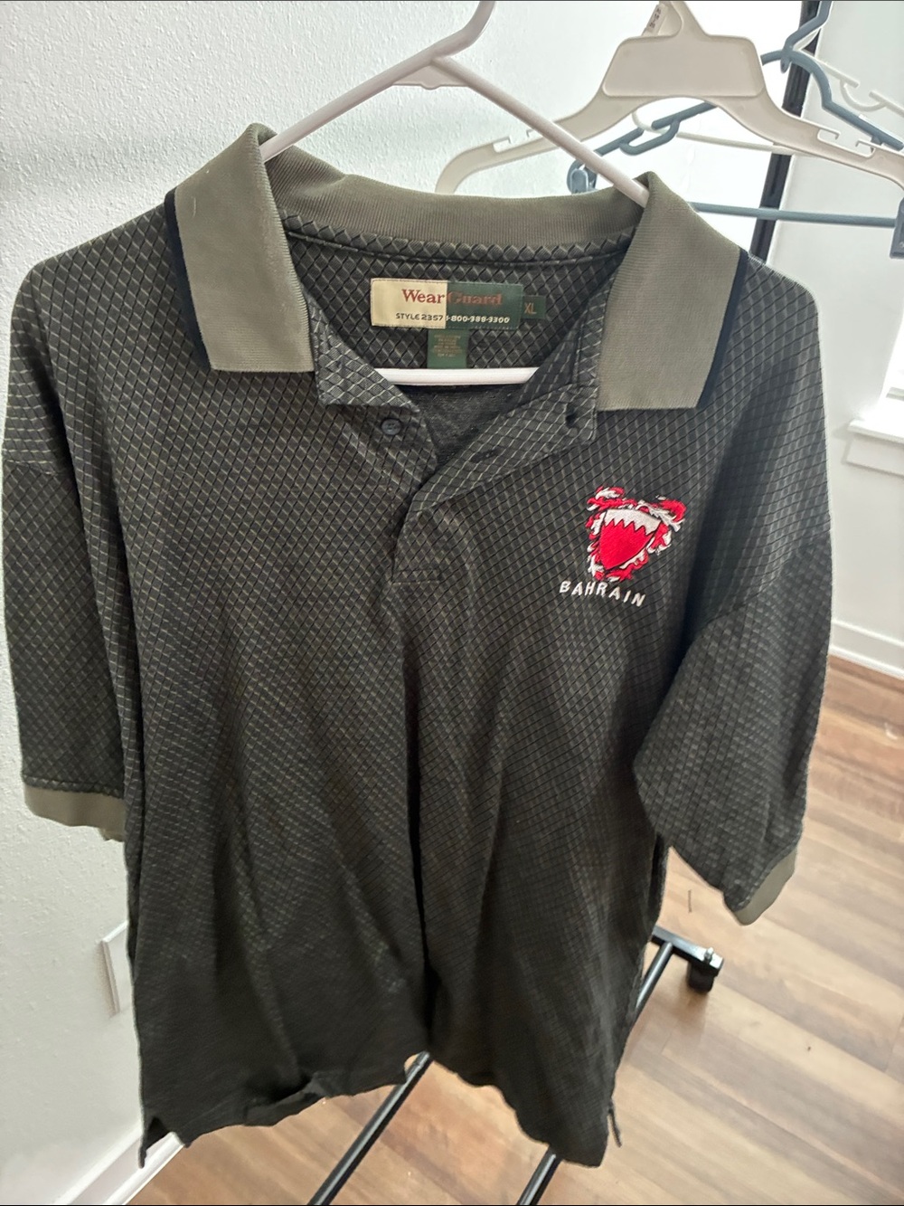Men's Olive Green Polo Shirt with Bahrain Crest Embroidery